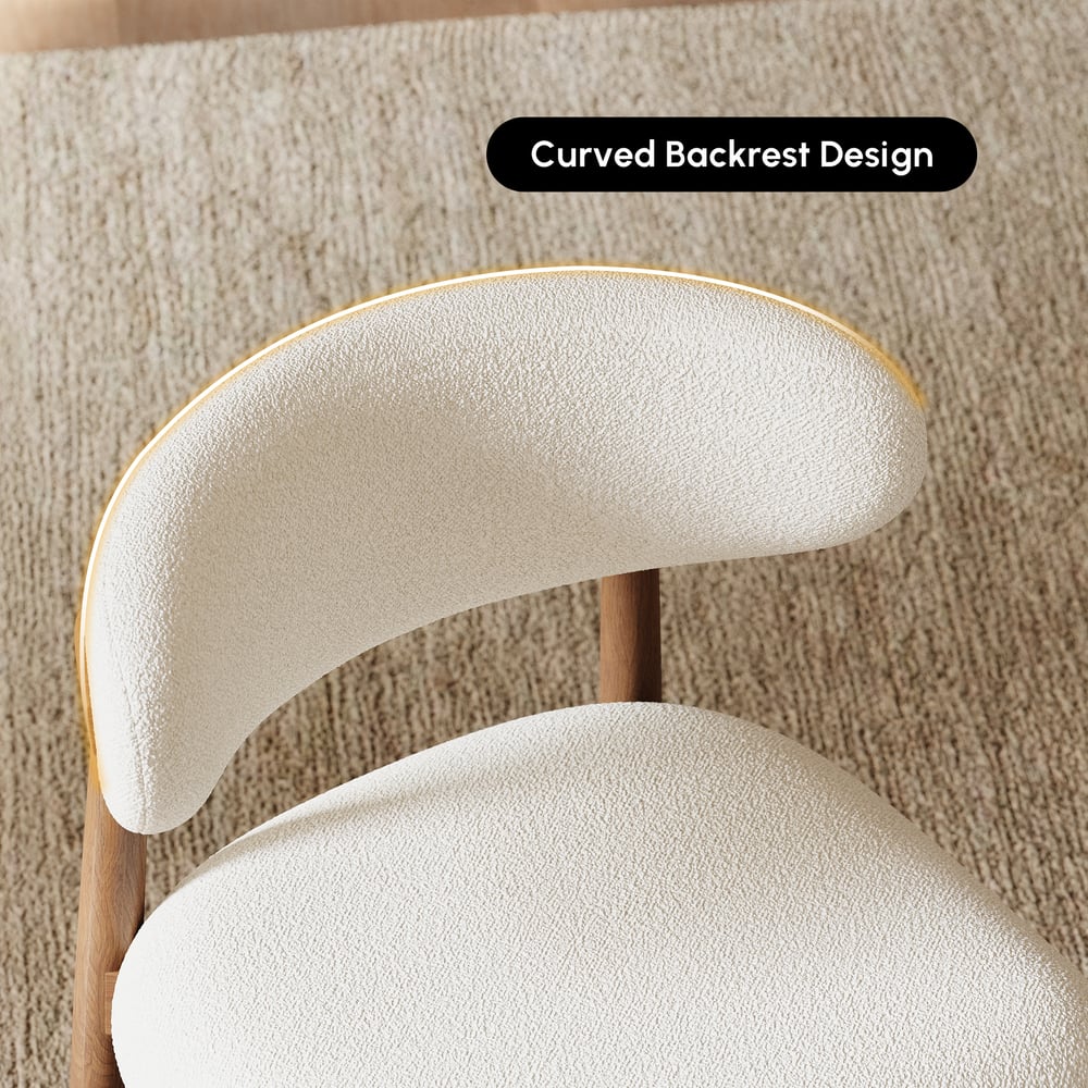 Modern Rubber Wood Walnut Dining Chair with Boucle Upholstery window image