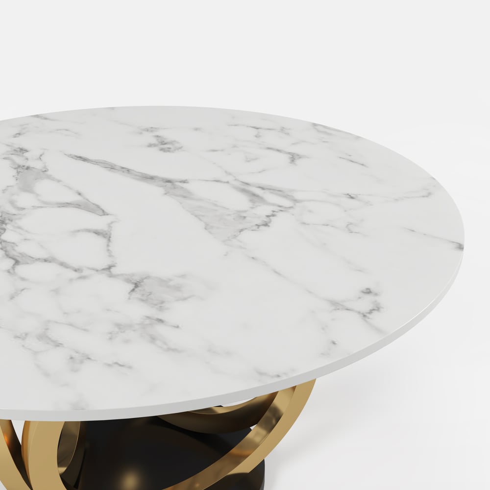Modern 135 cm Round Sintered Stone Dining Table, Seats 4 window image