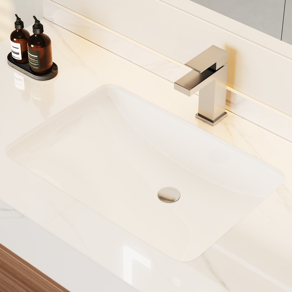 Bathroom Vanity Set 39.3" Modern Floating Stone Bathroom Vanity Walnut with Sink window image