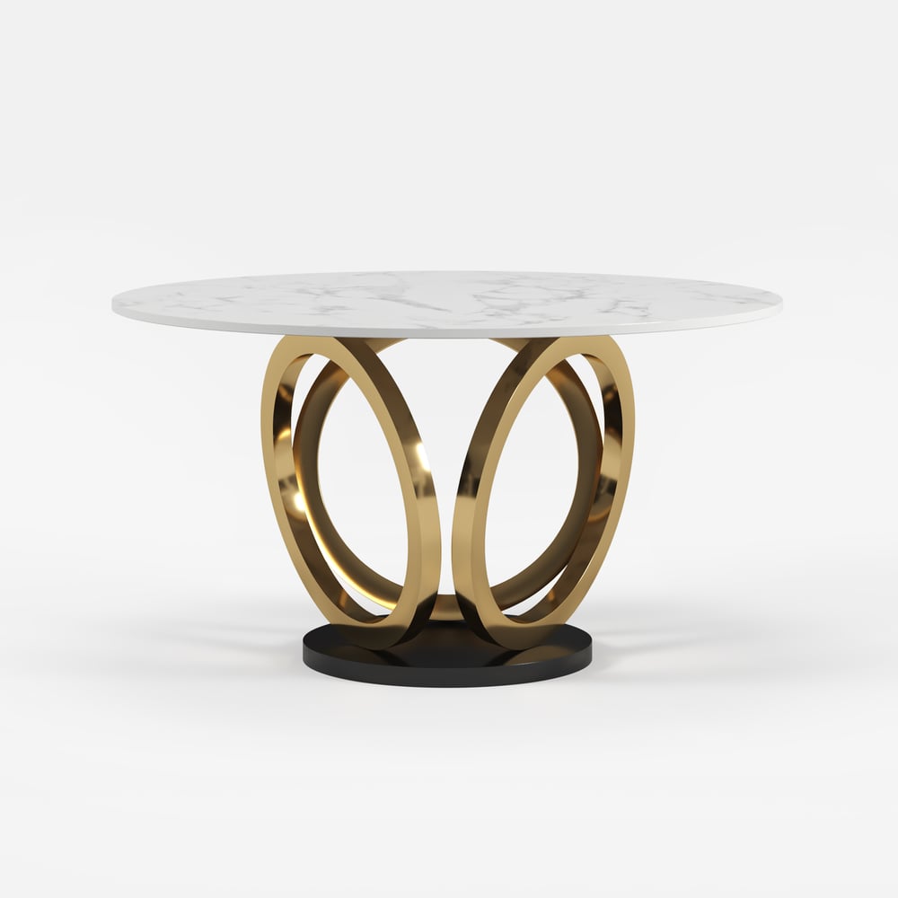 Modern 135 cm Round Sintered Stone Dining Table, Seats 4 window image