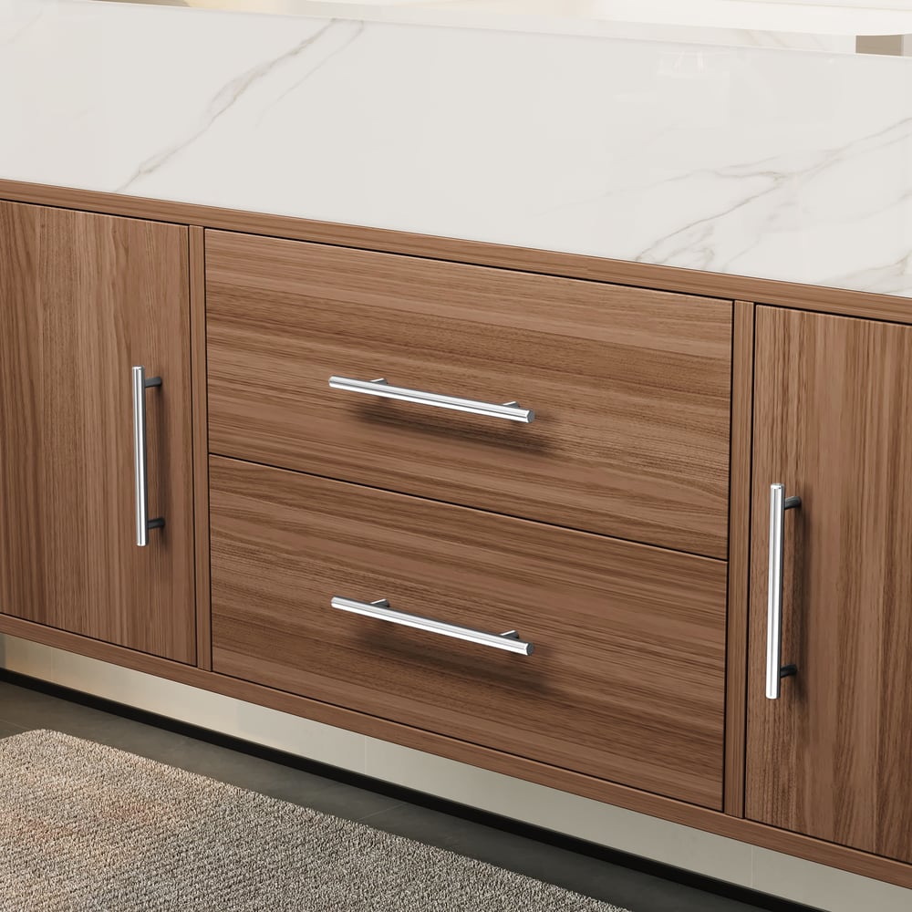 Bathroom Vanity Set 39.3" Modern Floating Stone Bathroom Vanity Walnut with Sink window image