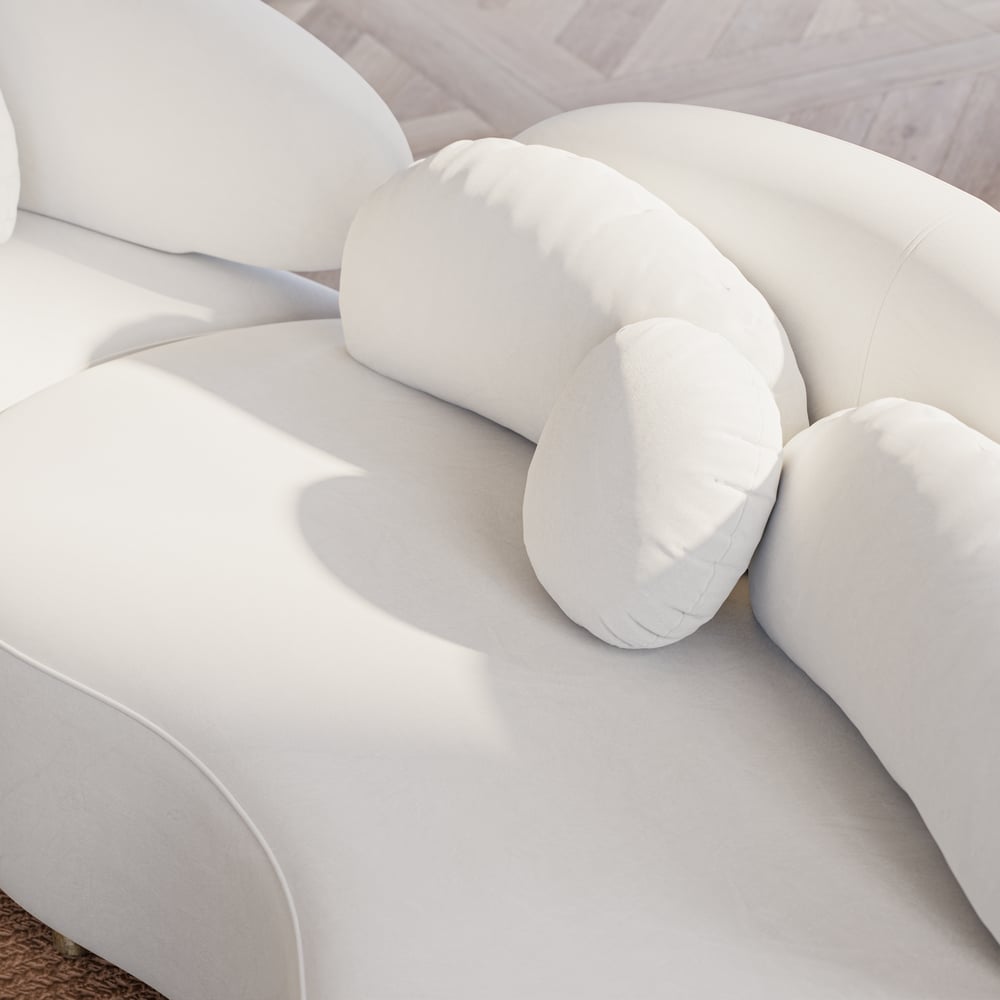146" 4-Piece Curved Velvet Sectional Sofa with Ottoman & Pillows window image
