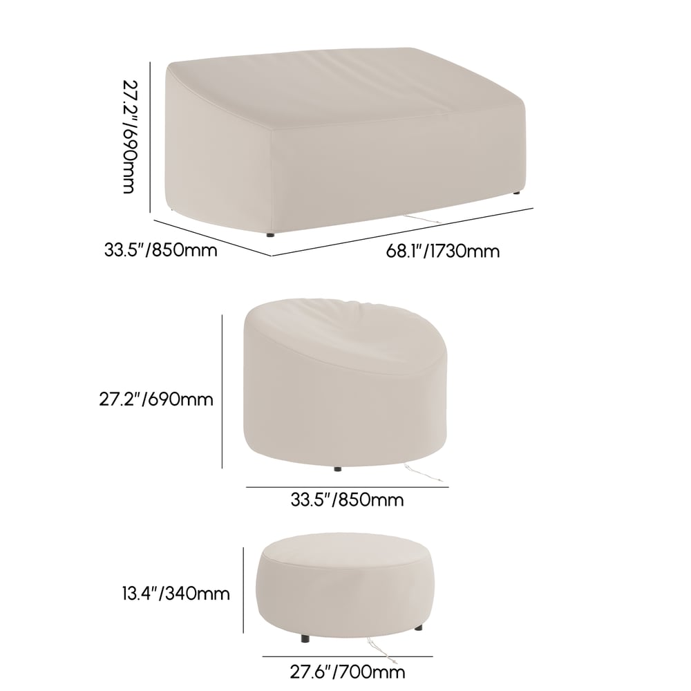 600D Tough Canvas Waterproof Outdoor Patio Furniture Covers in Beige weights dimensions image