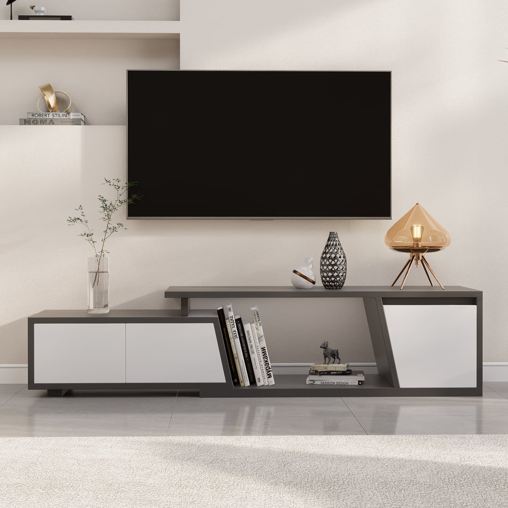 Fero Grey Extendable TV Stand with 3 Drawers Up to 1800mm window image