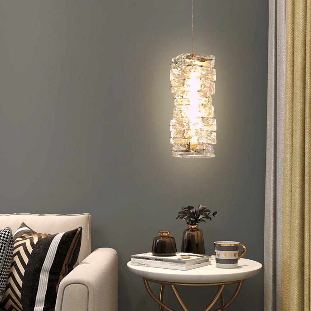 Modern Black Crystal Pendant Light – Dimmable Crystal Hanging Lamp window image