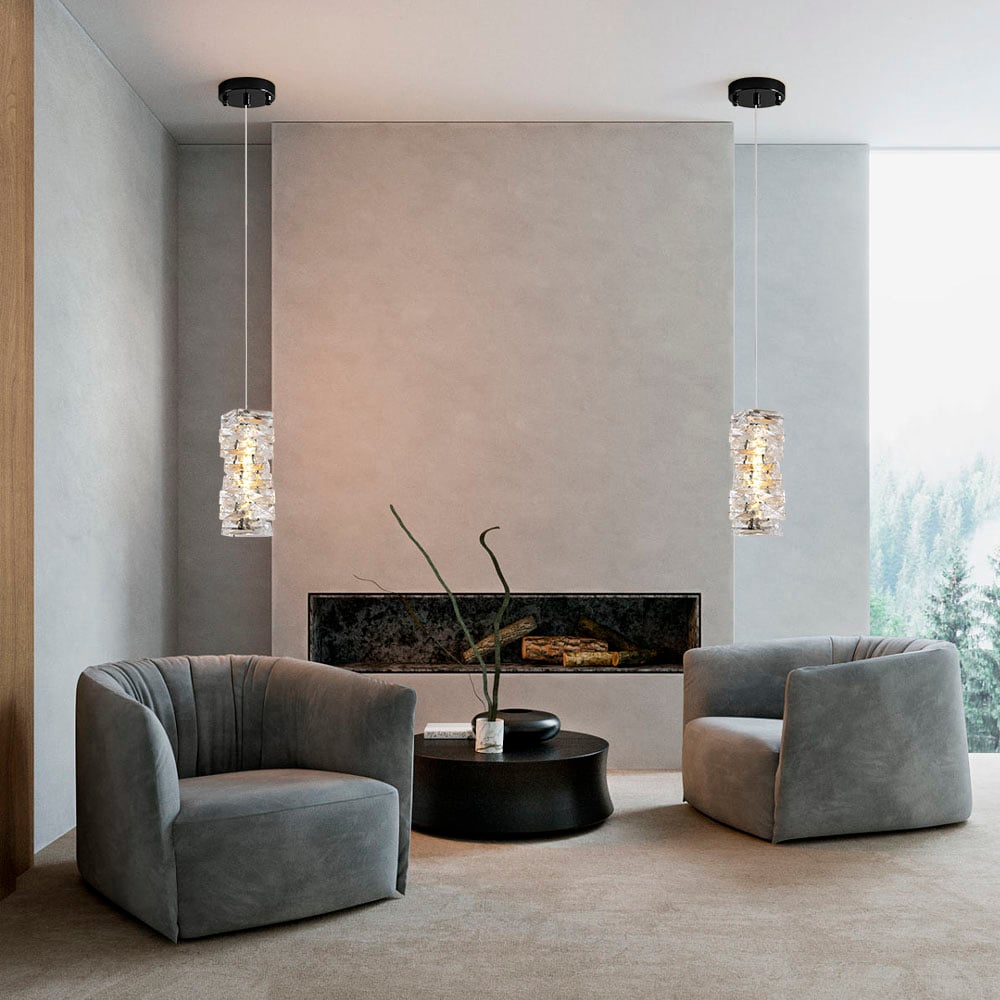 Modern Black Crystal Pendant Light – Dimmable Crystal Hanging Lamp window image