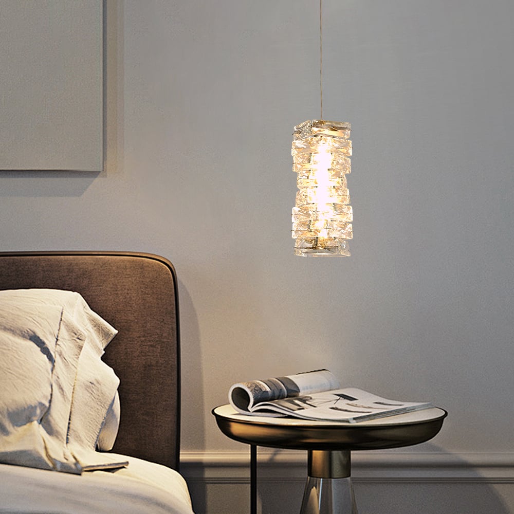 Modern Black Crystal Pendant Light – Dimmable Crystal Hanging Lamp window image