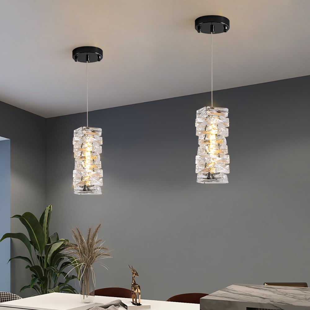 Modern Black Crystal Pendant Light – Dimmable Crystal Hanging Lamp window image