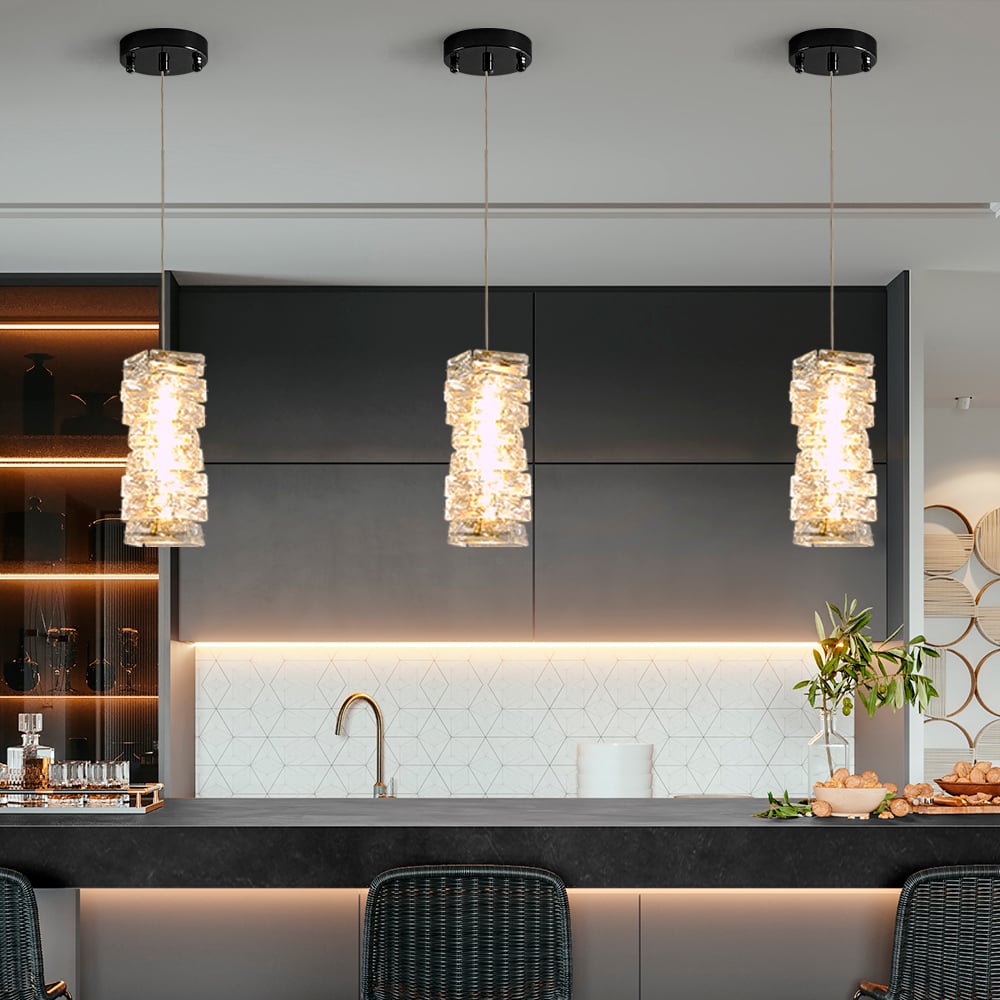 Modern Black Crystal Pendant Light – Dimmable Crystal Hanging Lamp window image