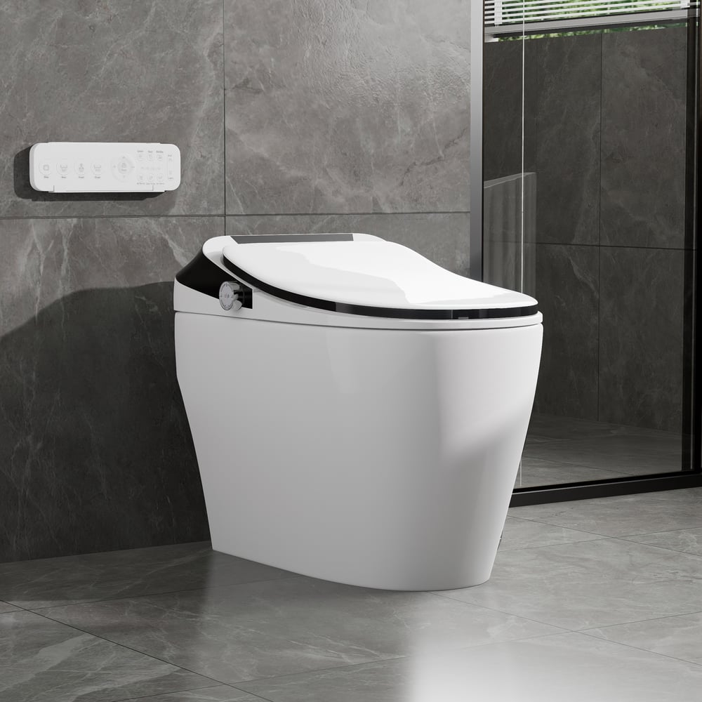 Automatic Toilet One-Piece Floor Mounted Self Clean Smart Toilet Vertical Outlet window image