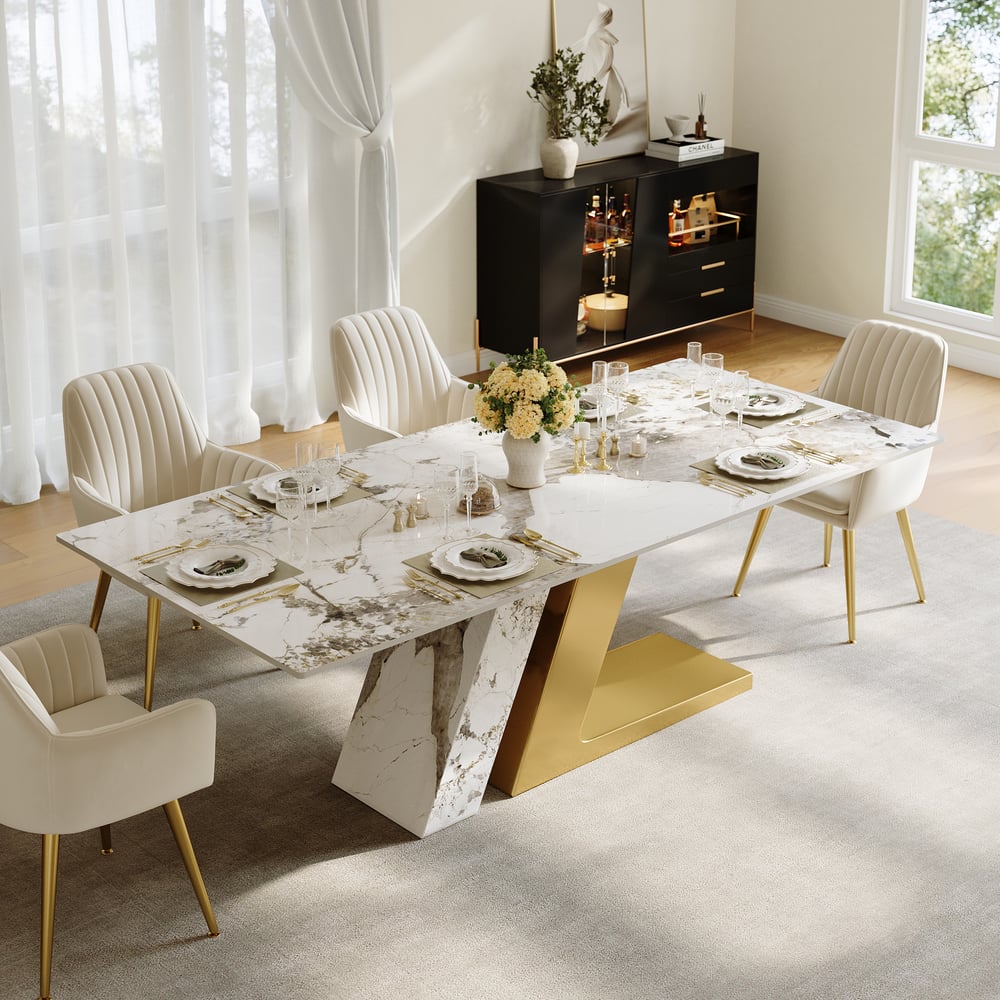 Rectangle Dining Table Sintered Stone Top Stainless Steel for 8 Luxotic Modern 2000mm window image