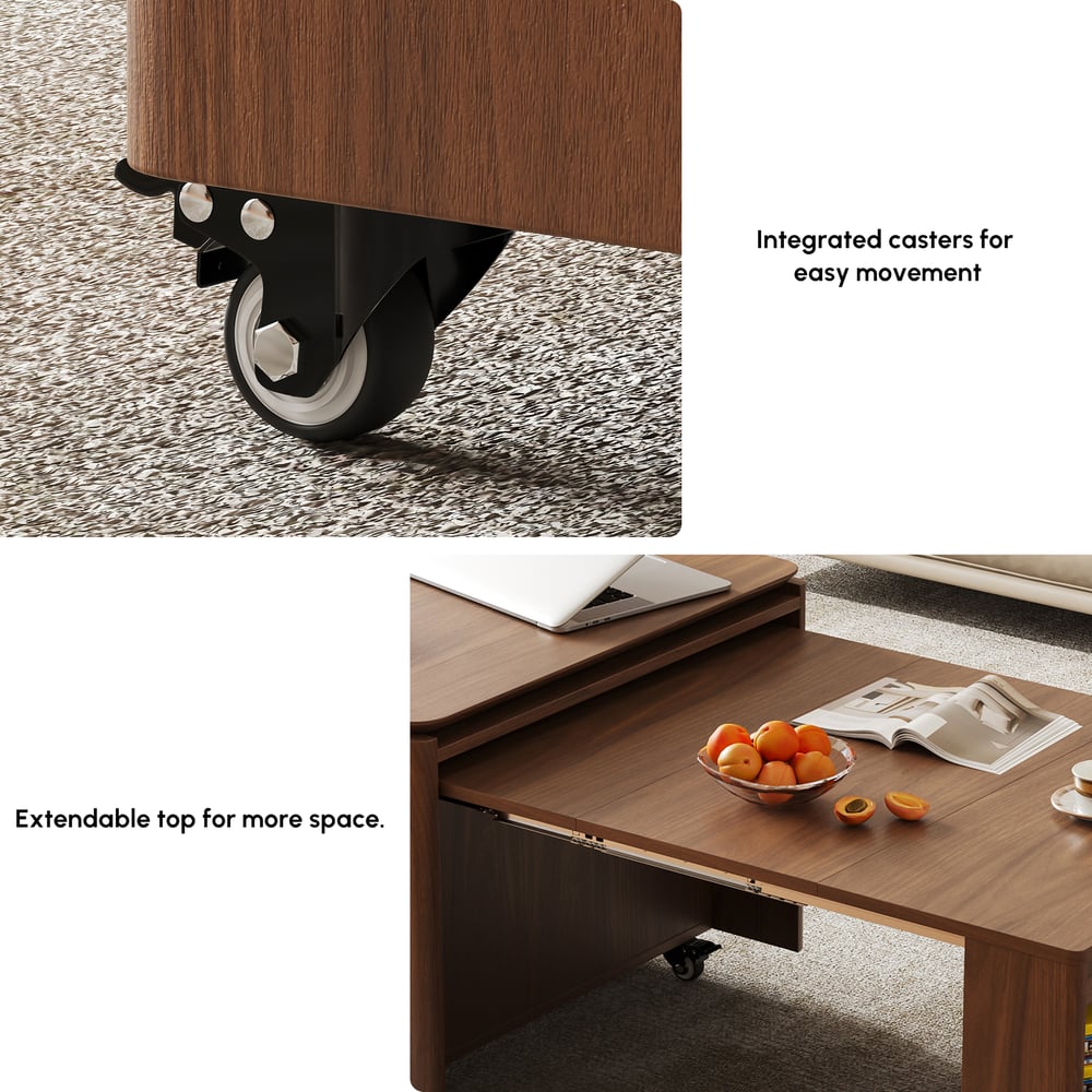 1250mm Lift-Top Extendable Coffee Table with Drawers & Storage Multifunction Table window image