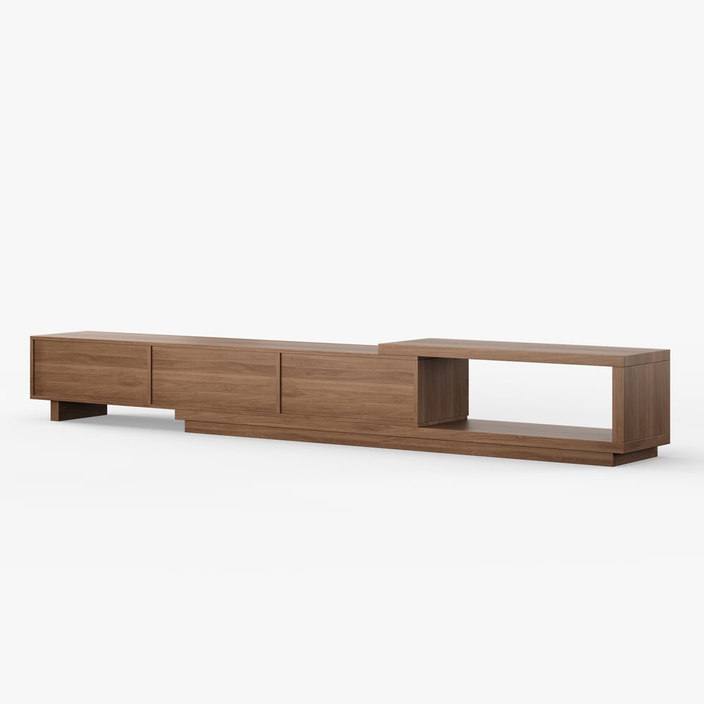 Quoint Extendable Walnut TV Stand with 3 Drawers(1800mm-2540mm) window image