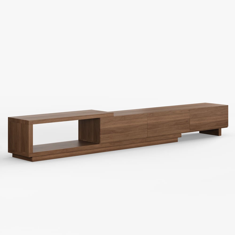 Quoint Extendable Walnut TV Stand with 3 Drawers(1800mm-2540mm) window image