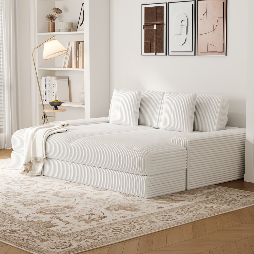 Corduroy Sofa Bed with deep seat window image