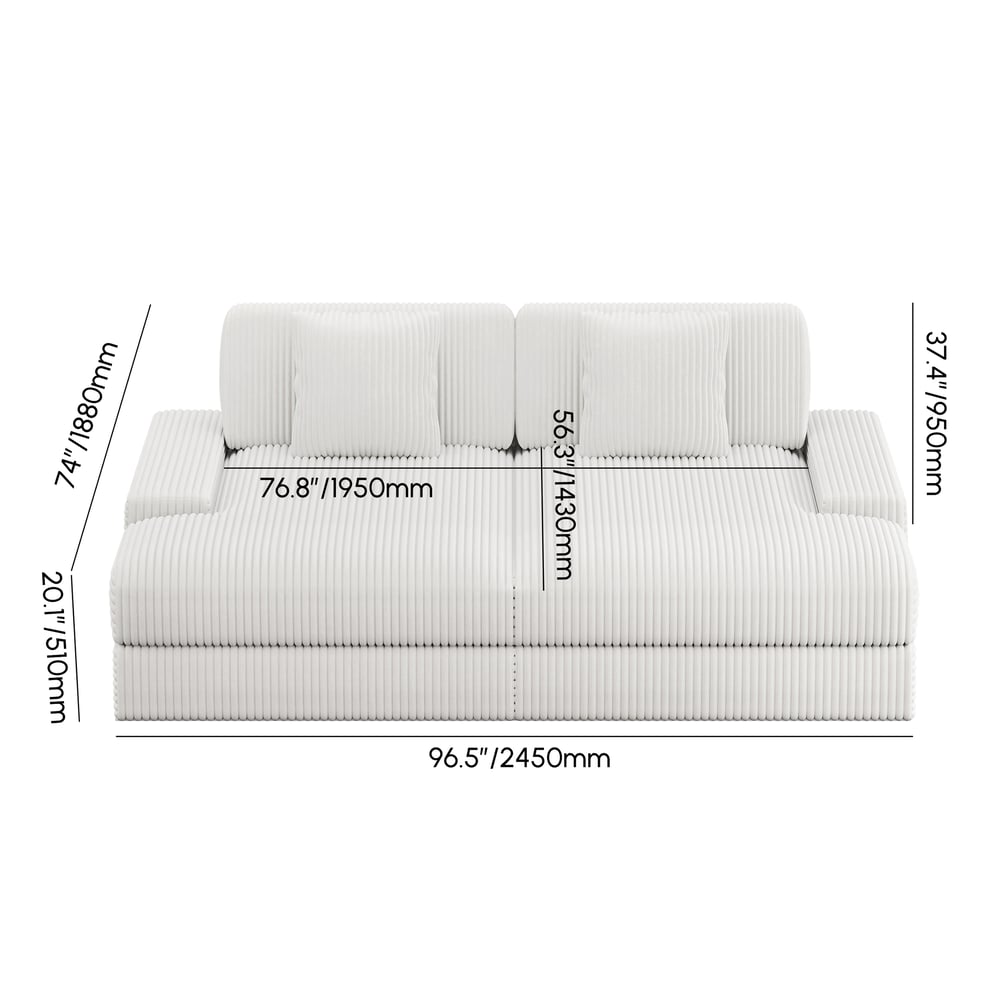 Corduroy Sofa Bed with deep seat weights dimensions image