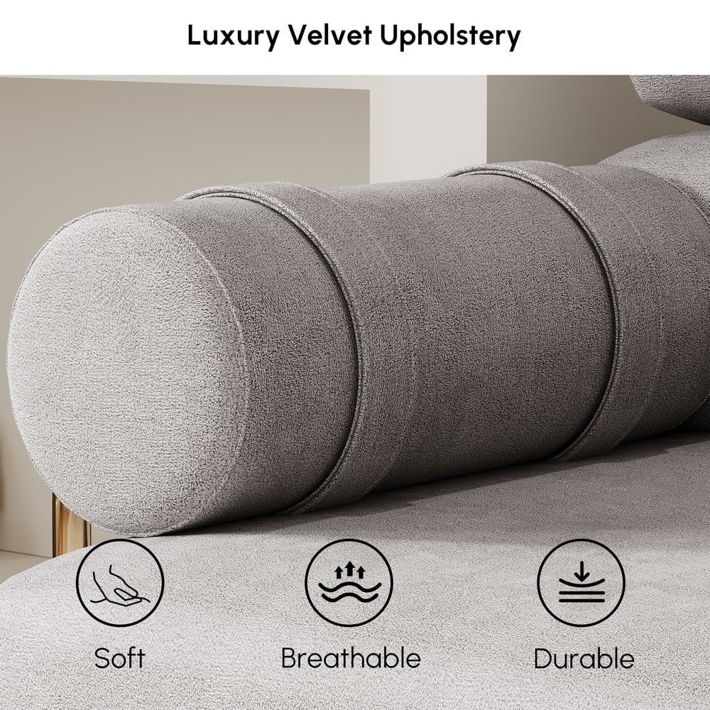 81" Velvet Futon Sofa Bed 3-Seater window image