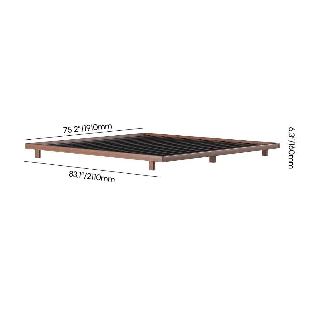 Japanese Style Walnut King Floor Bed weights dimensions image