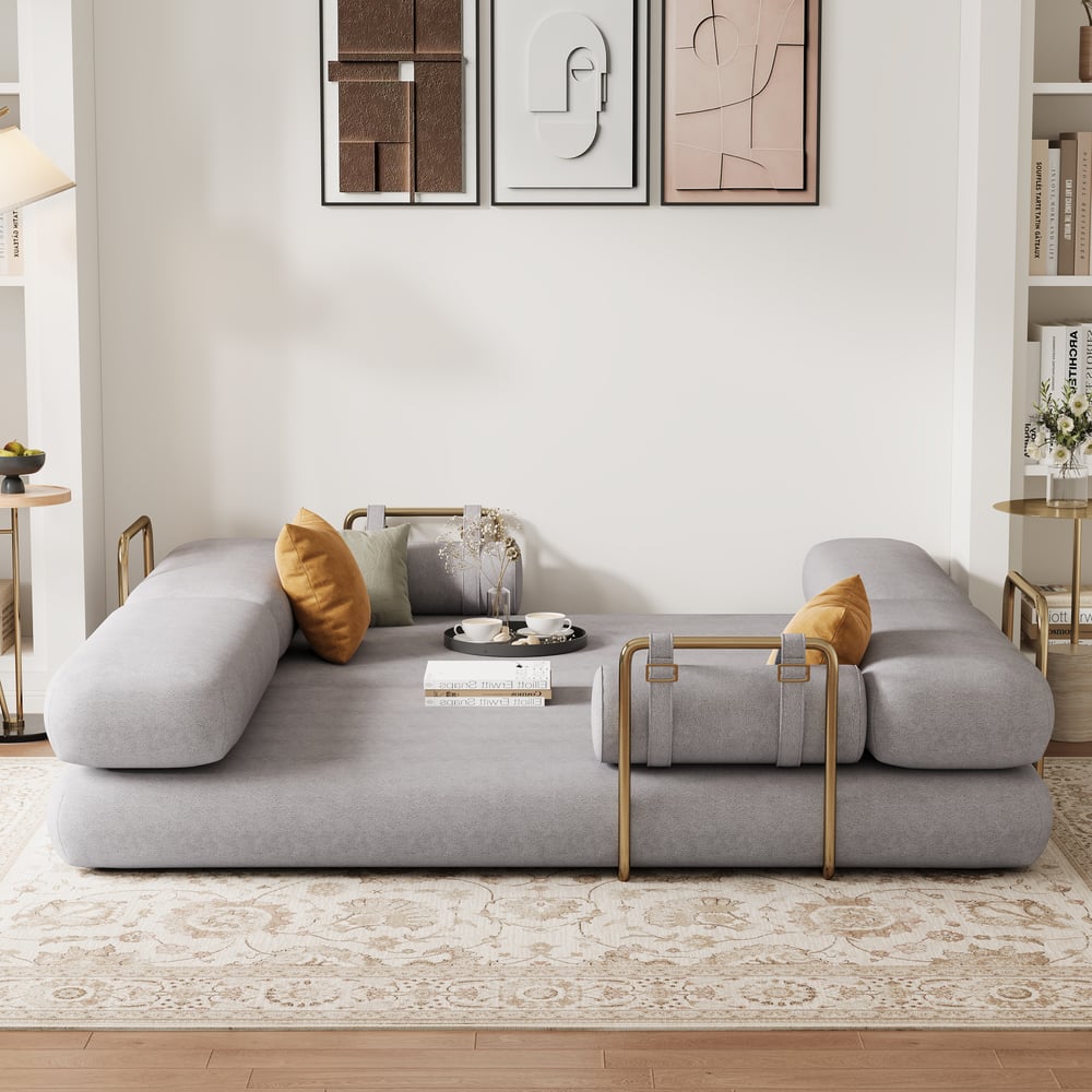 81" Velvet Futon Sofa Bed 3-Seater window image