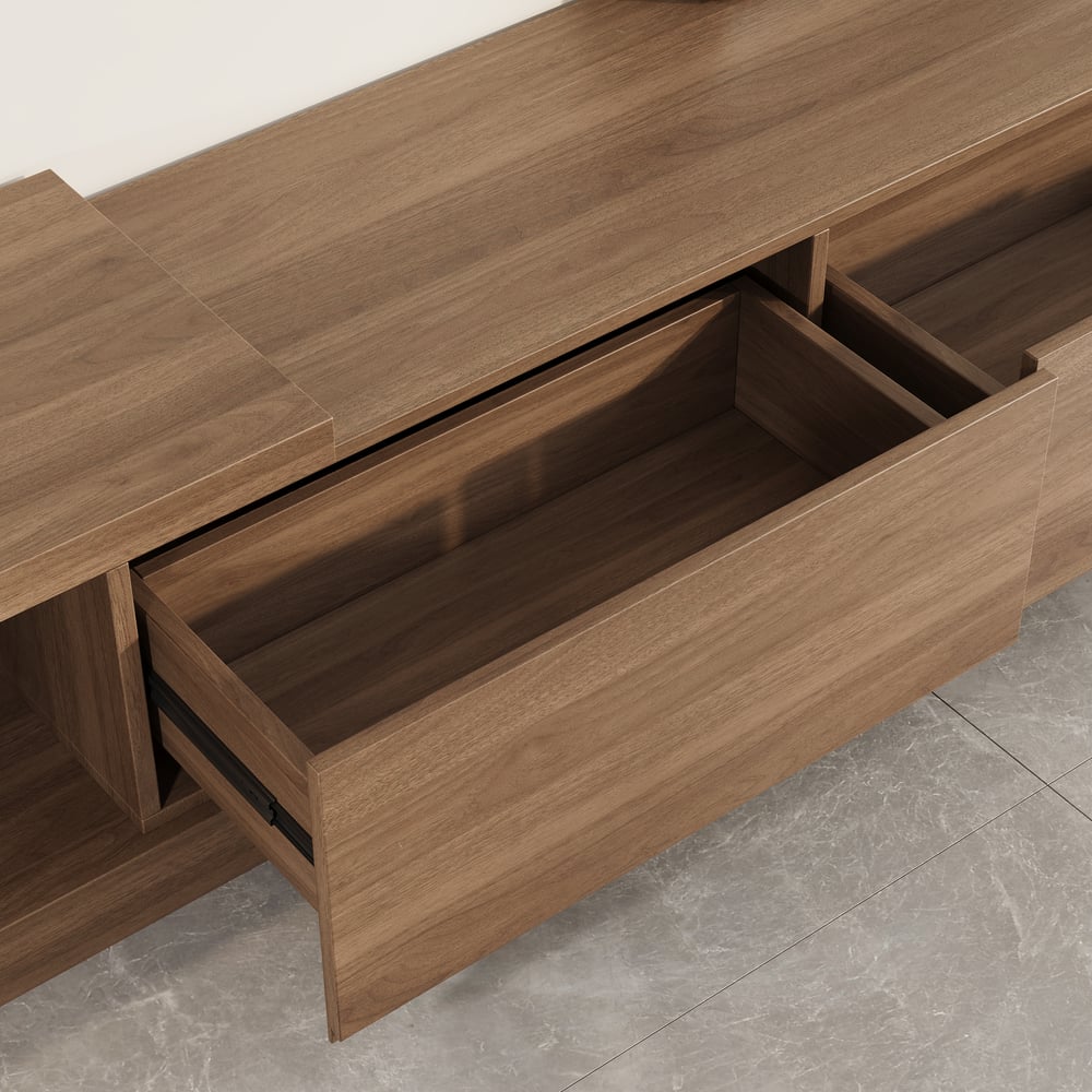 Quoint Extendable Walnut TV Stand with 3 Drawers(1800mm-2540mm) window image