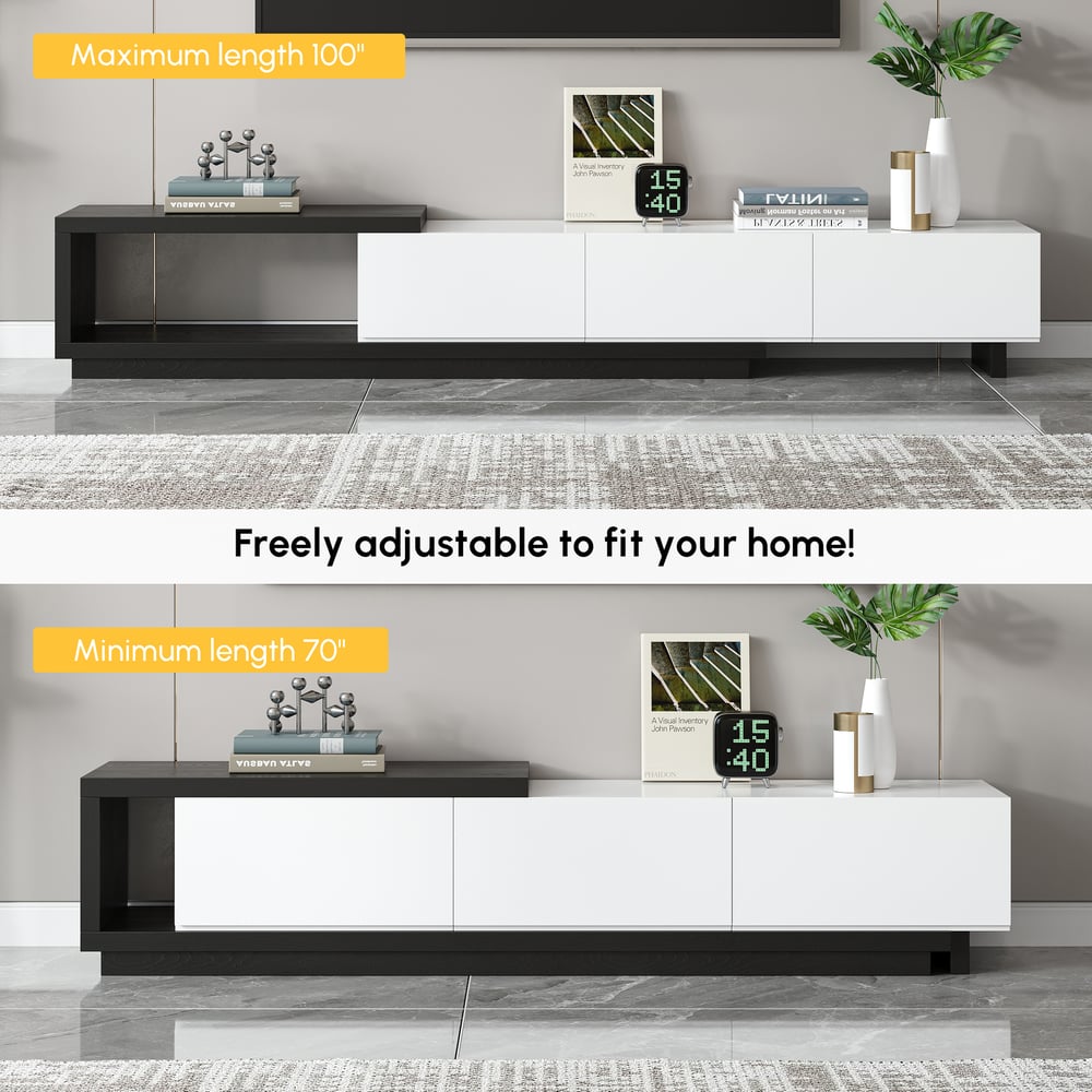 Quoint Extendable TV Stand with 3 Drawers(71"-100") window image