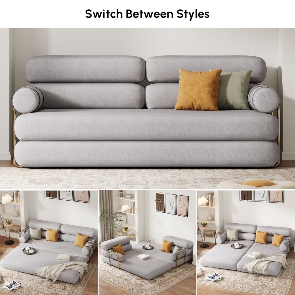 81" Velvet Futon Sofa Bed 3-Seater window image
