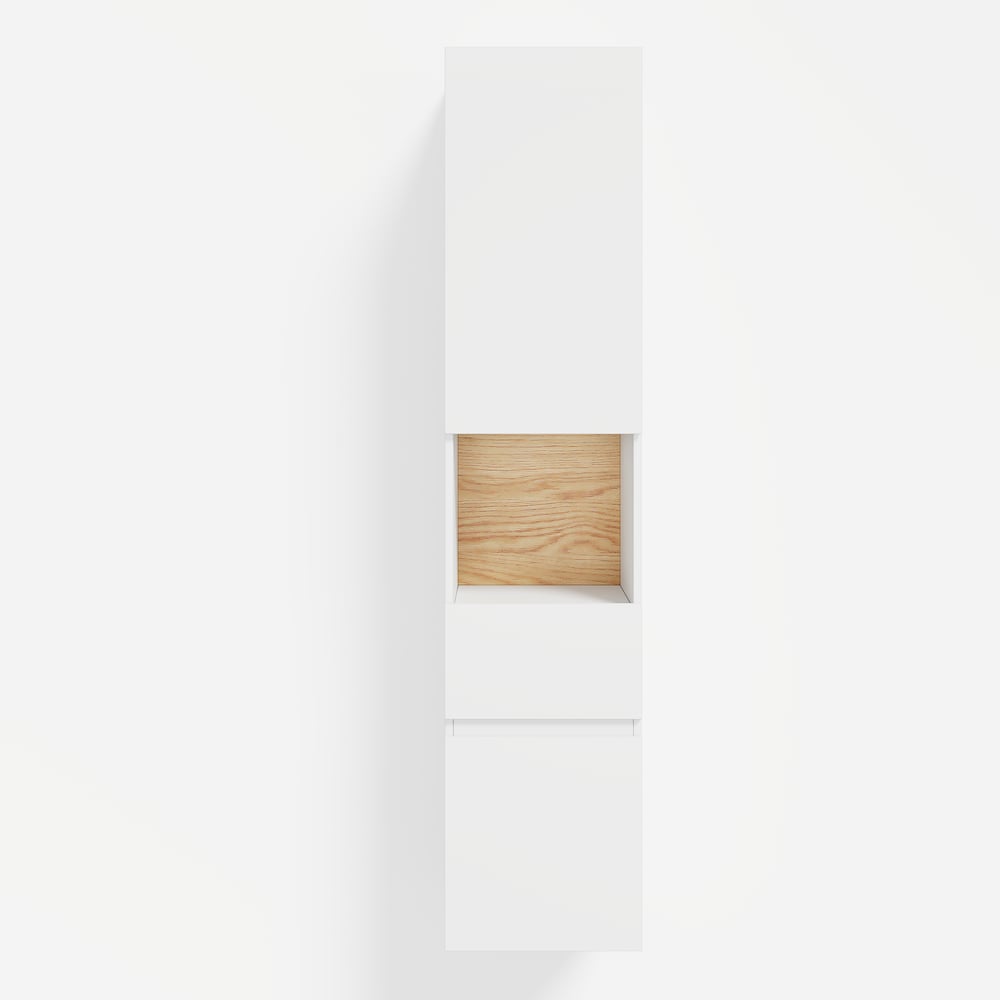 Freestanding and wall-mounted white adjustable bathroom cabinet with storage window image