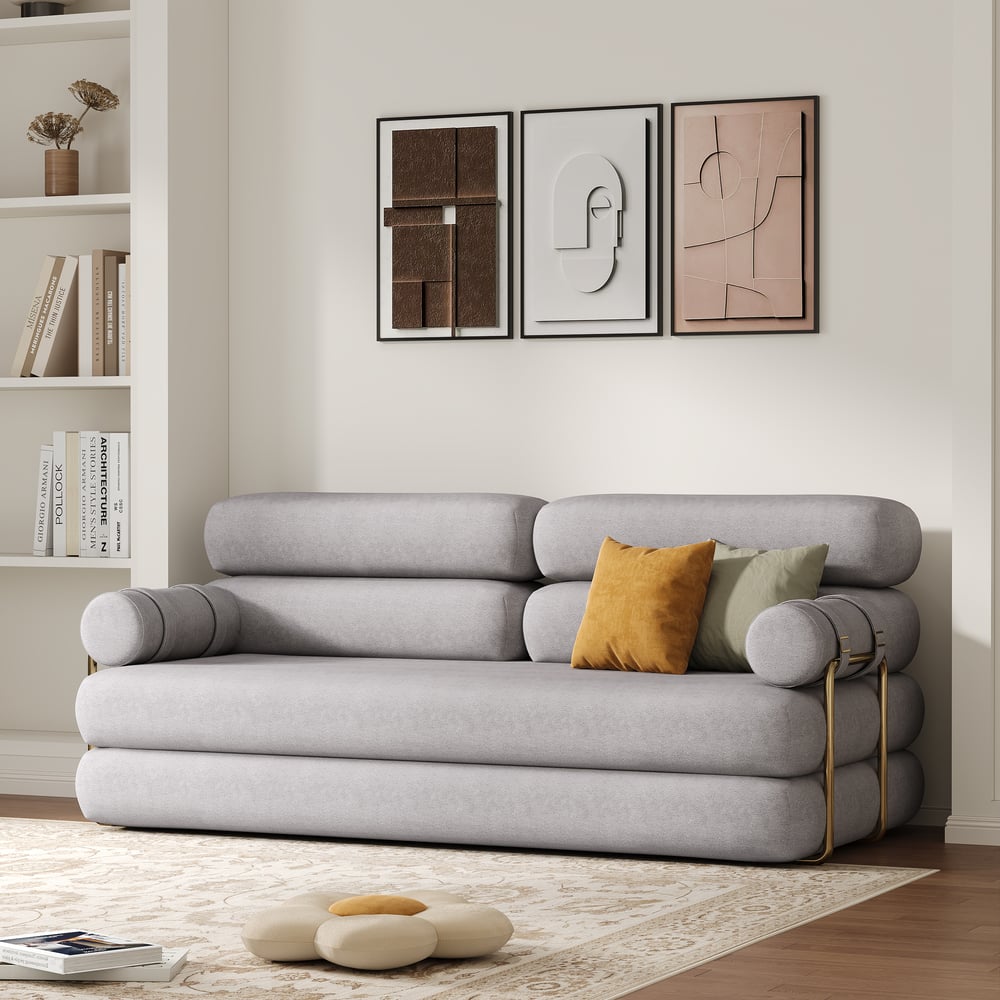 81" Velvet Futon Sofa Bed 3-Seater window image