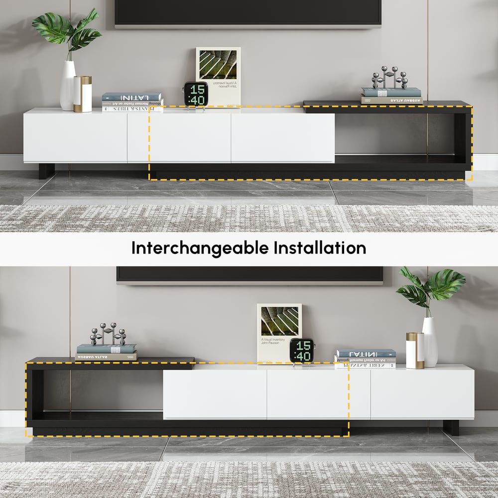 Quoint Extendable TV Stand with 3 Drawers(71"-100") window image