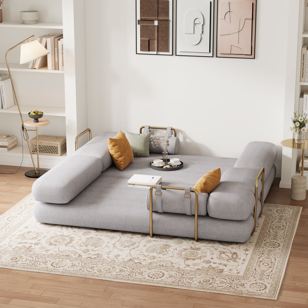 81" Velvet Futon Sofa Bed 3-Seater window image
