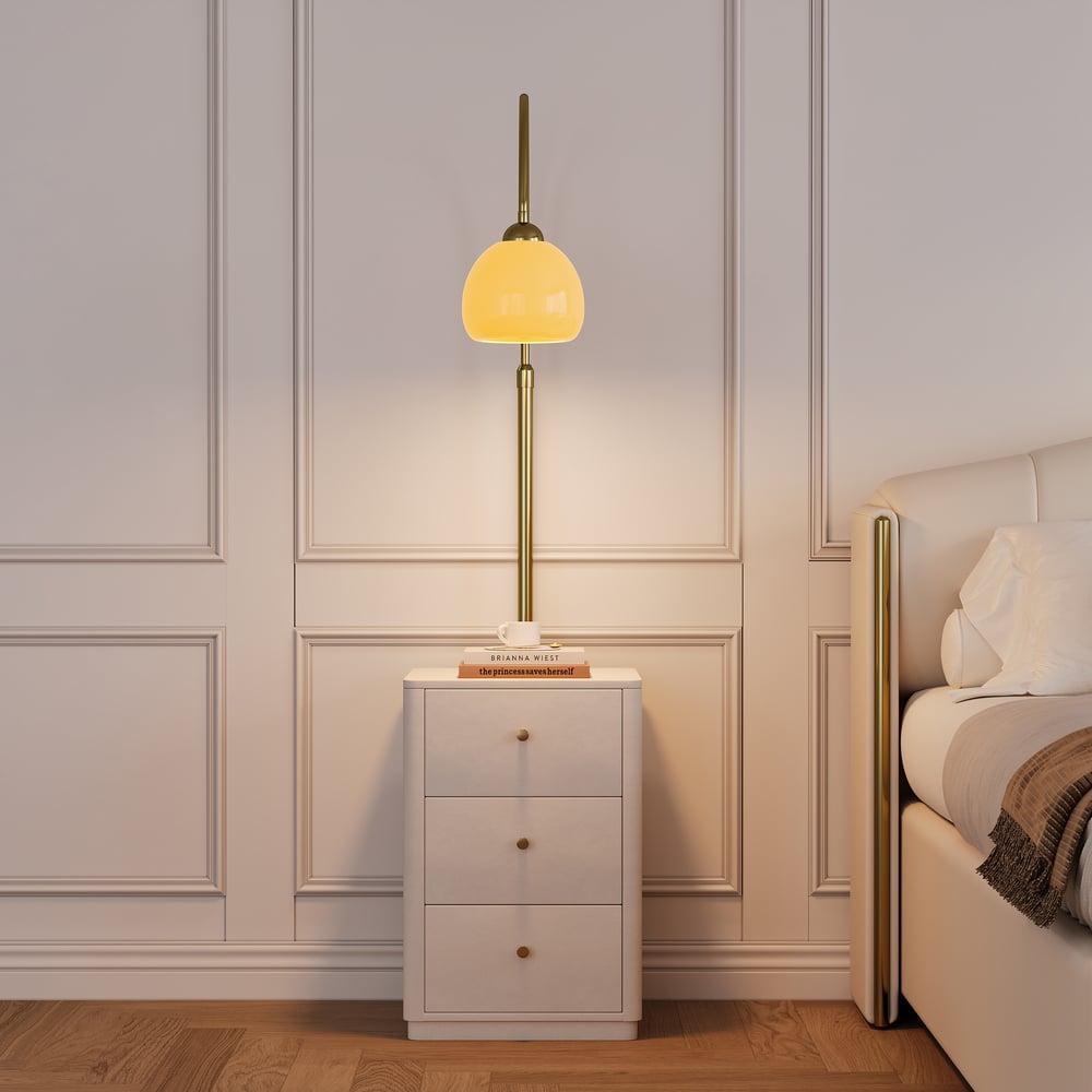 3-Drawer LED Smart Bedside Table with Adjustable Lamp Head and Charging Station window image