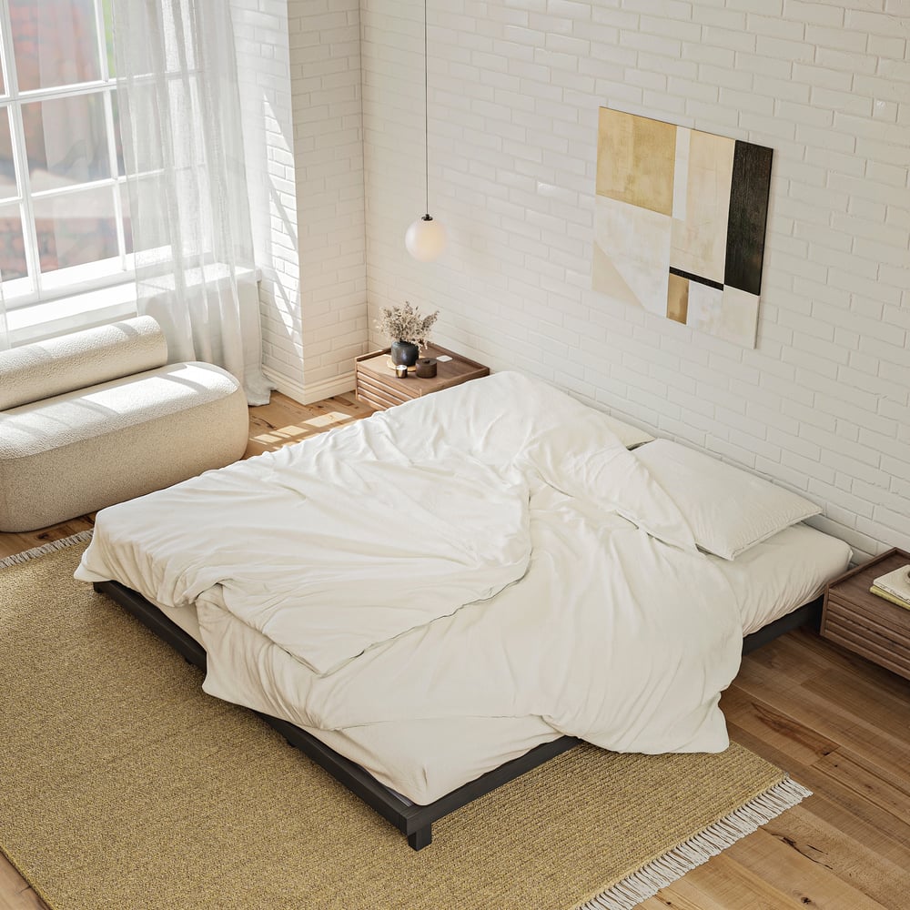 Japanese Style Black King Floor Bed window image