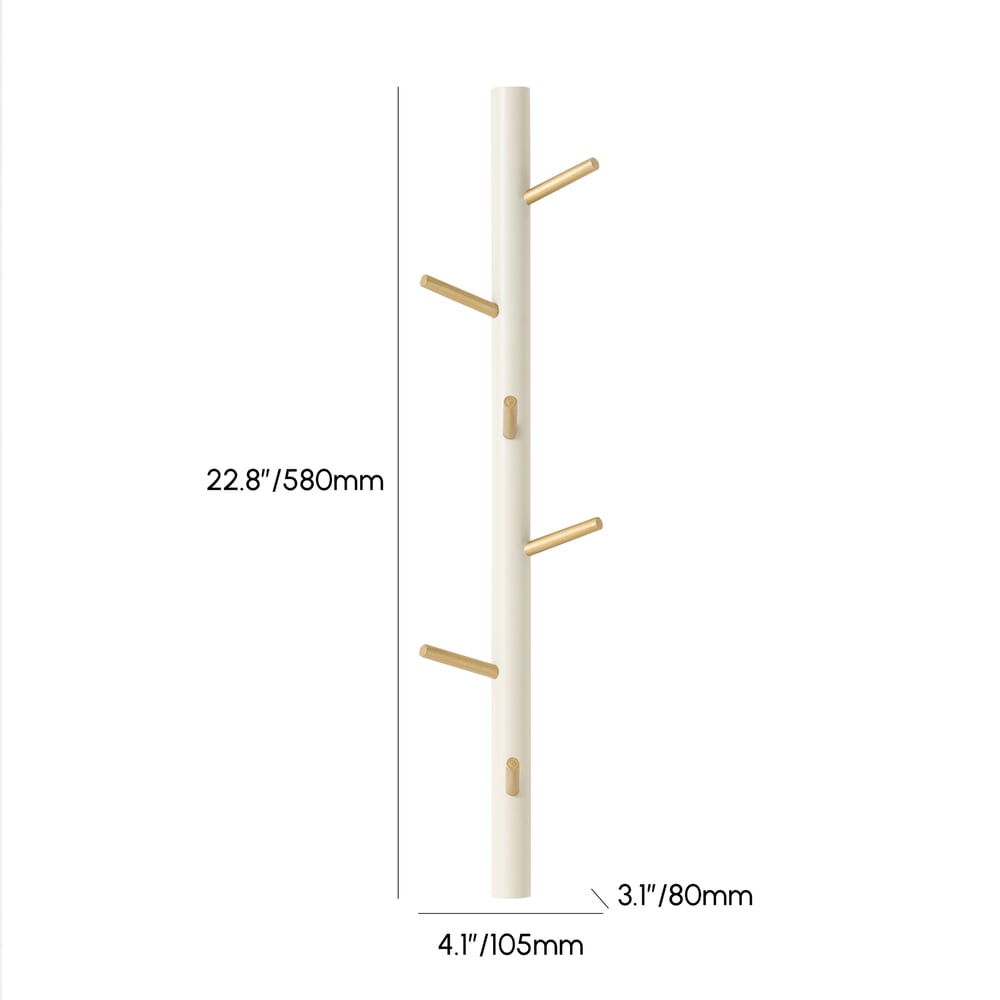 Luxury 6-Hook Wall Mounted Coat Rack in Gold with High Load-Bearing and Paint Process weights dimensions image