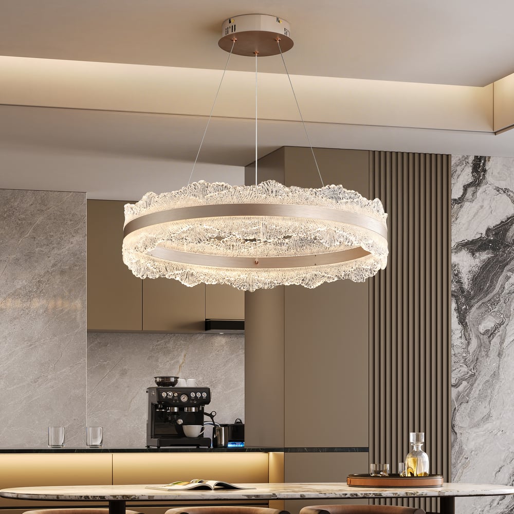 600mm Modern Acrylic Crystal Chandelier with Three Color Temperatures and Remote Control window image