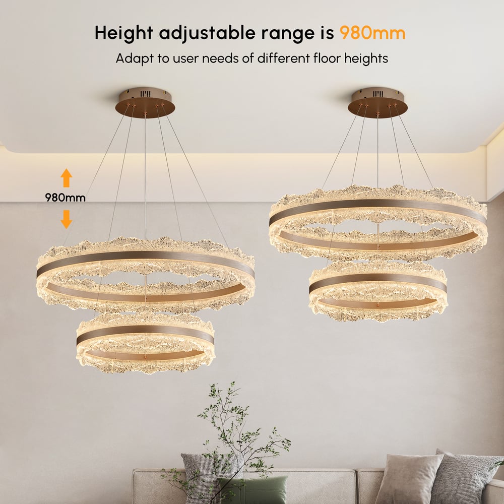 800mm Modern Acrylic Crystal Chandelier with Three Color Temperatures and Remote Control window image