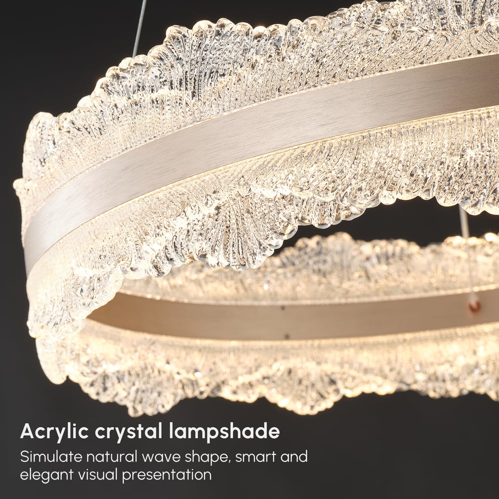 600mm Modern Acrylic Crystal Chandelier with Three Color Temperatures and Remote Control window image