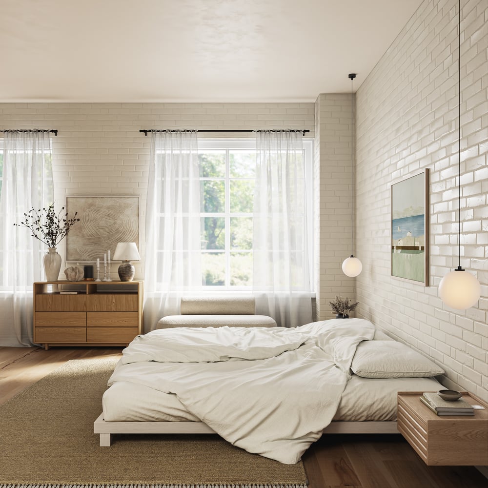 Japanese Style Whitewash King Floor Bed window image