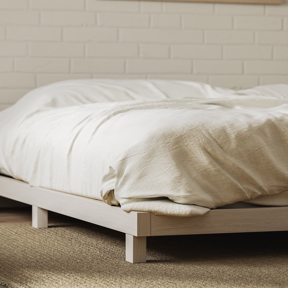 Japanese Style Whitewash King Floor Bed window image