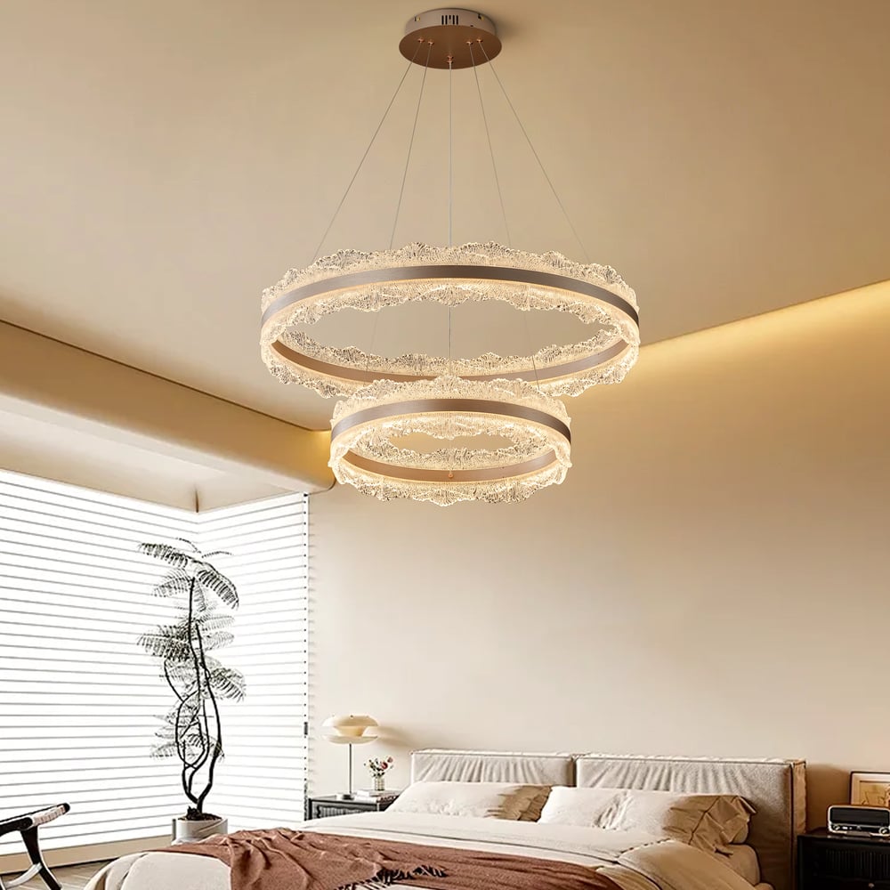 800mm Modern Acrylic Crystal Chandelier with Three Color Temperatures and Remote Control window image