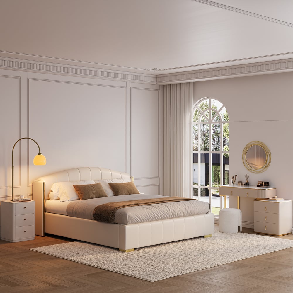 3-Drawer LED Smart Bedside Table with Adjustable Lamp Head and Charging Station window image