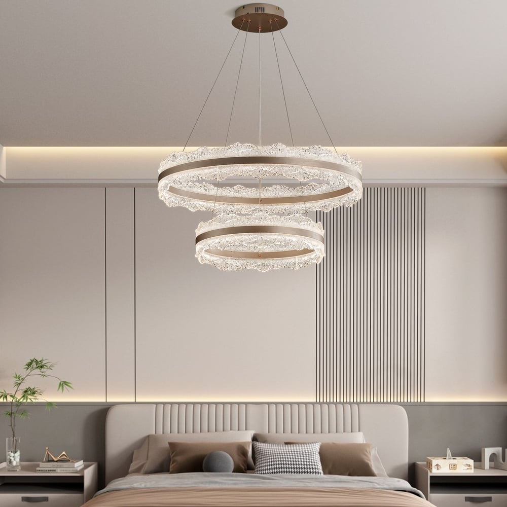 800mm Modern Acrylic Crystal Chandelier with Three Color Temperatures and Remote Control window image