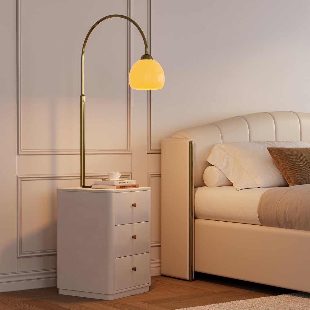 3-Drawer LED Smart Bedside Table with Adjustable Lamp Head and Charging Station window image