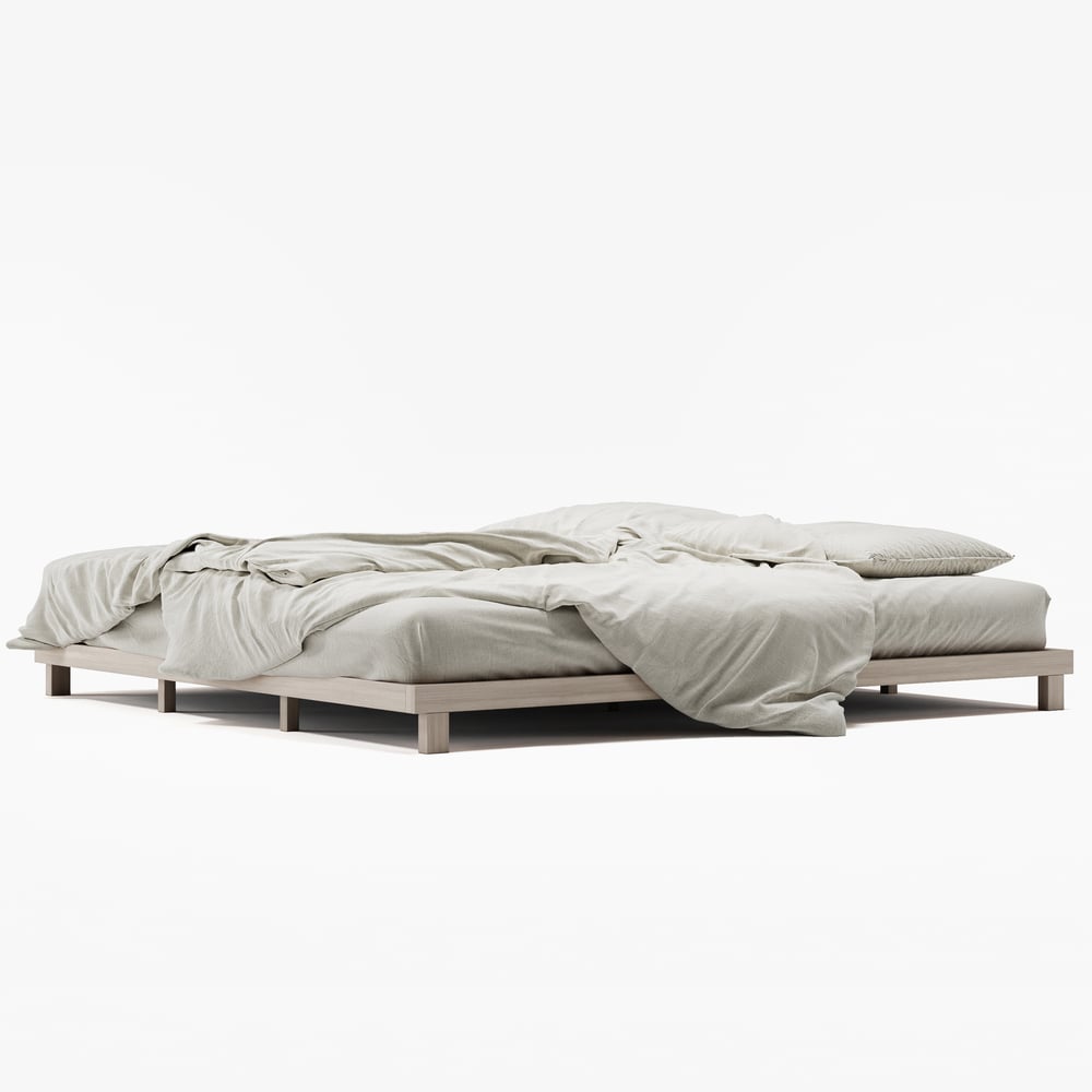 Japanese Style Whitewash King Floor Bed window image