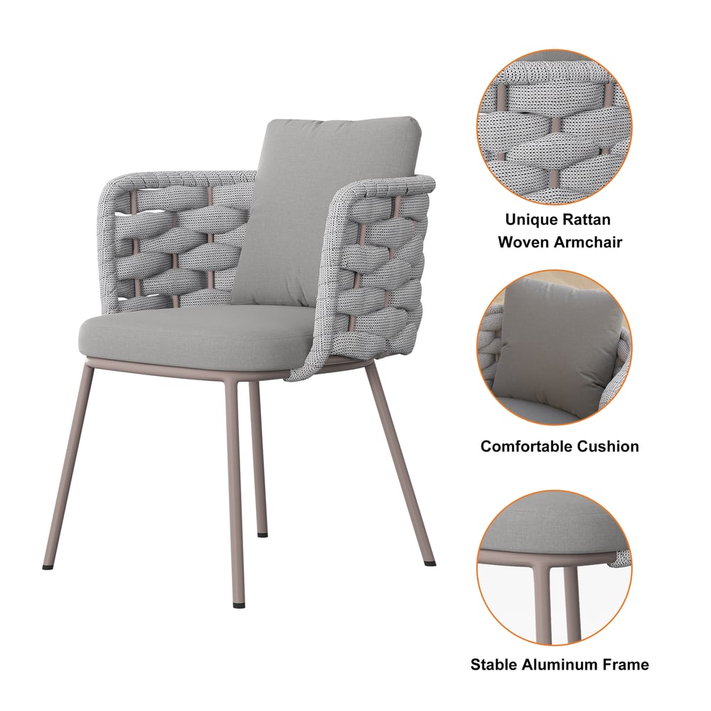 11 Pieces 94.5'' Outdoor Sintered Stone Top Dining Table Set with Rope Woven Armchairs