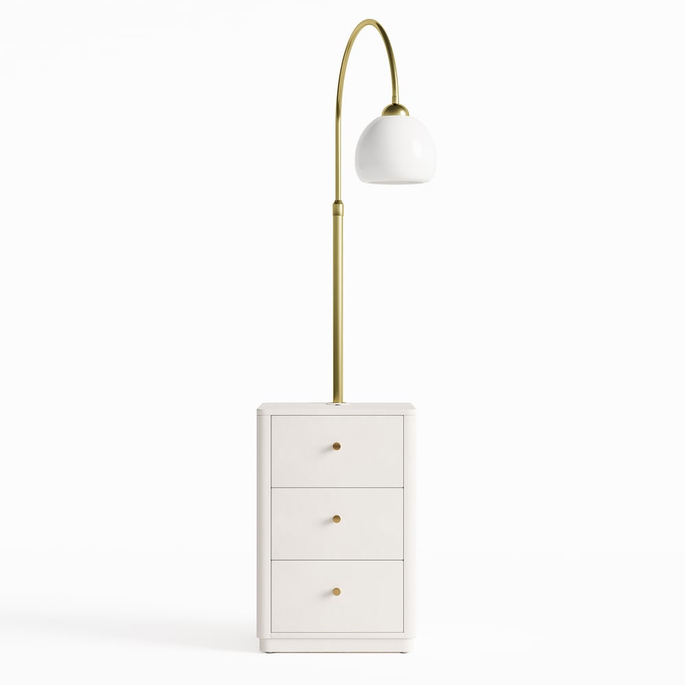 3-Drawer LED Smart Bedside Table with Adjustable Lamp Head and Charging Station window image