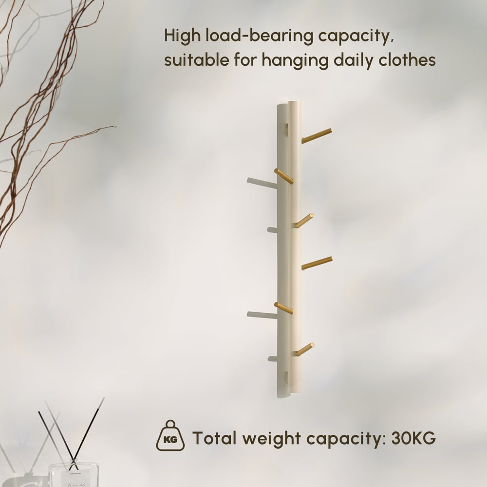 Luxury 6-Hook Wall Mounted Coat Rack in Gold with High Load-Bearing and Paint Process window image