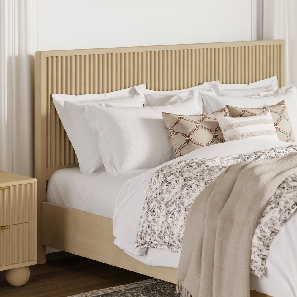 Bolla Modern Solid Wood Queen Size Fluted Bedroom Set window image