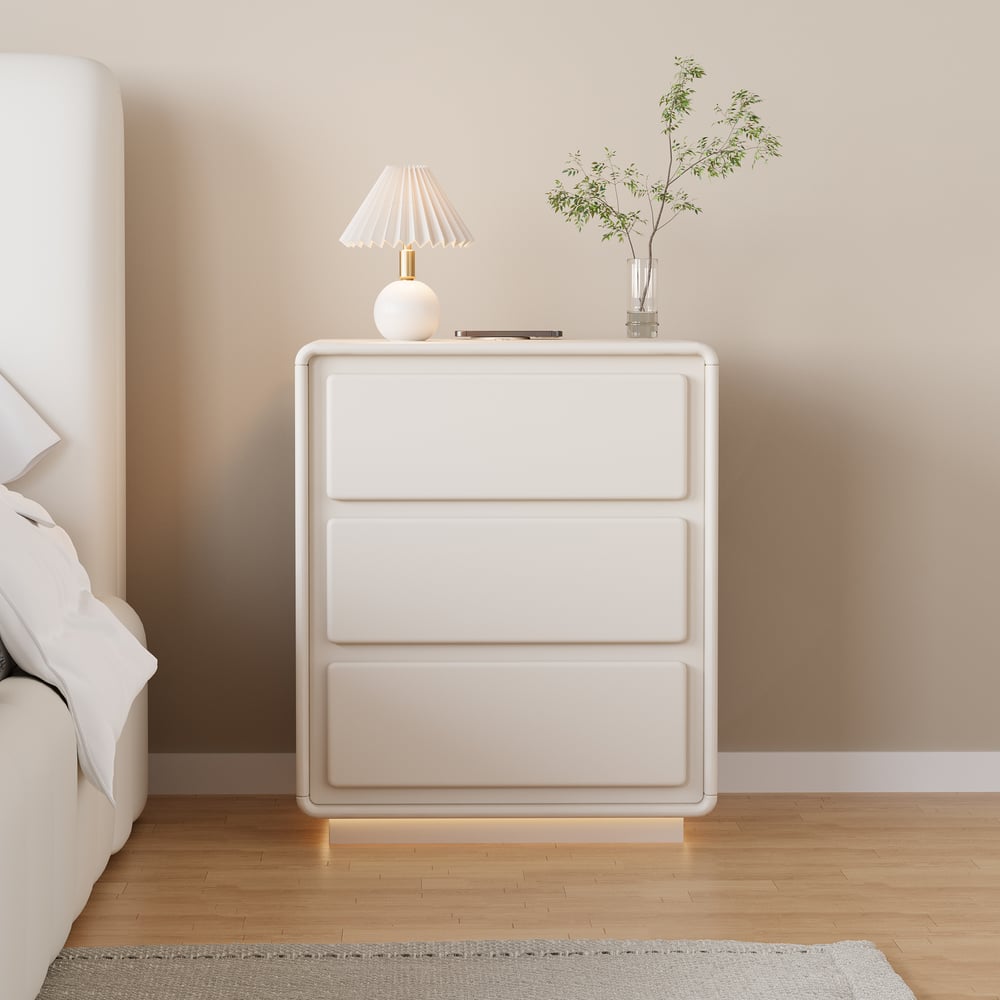 Modern 3-drawer Smart Nightstand with LED window image