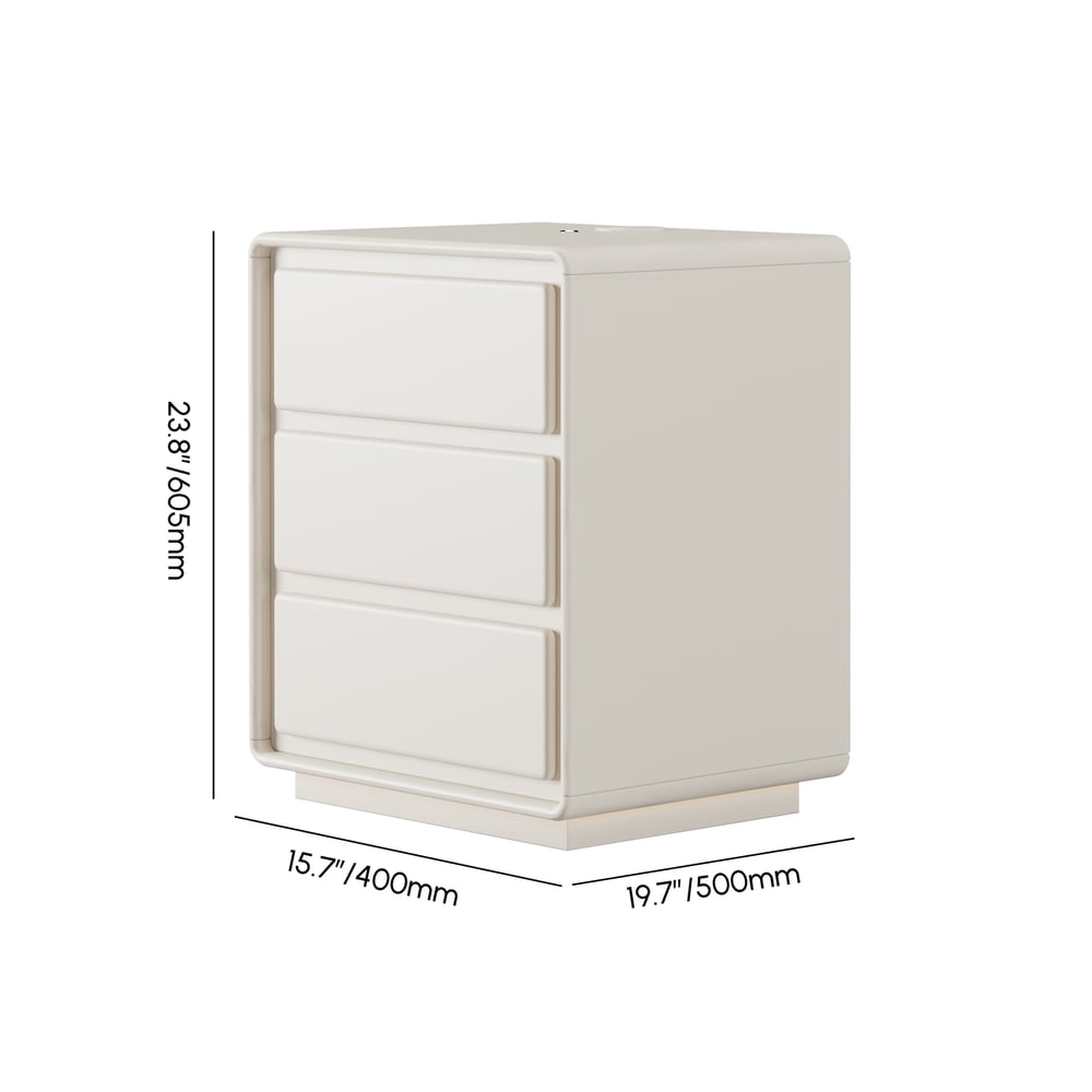 Modern 3-drawer Smart Nightstand with LED weights dimensions image