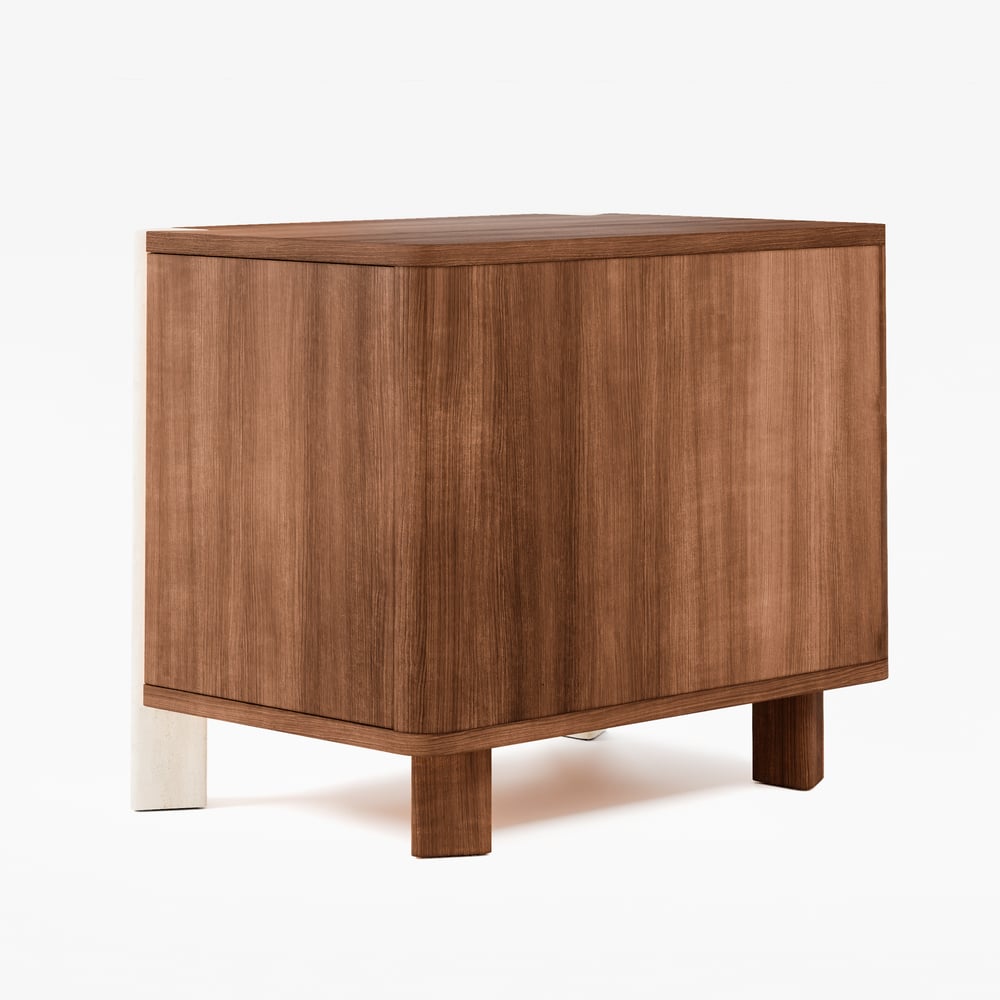 20" Wooden 2-Drawer Nightstand with Concrete Legs